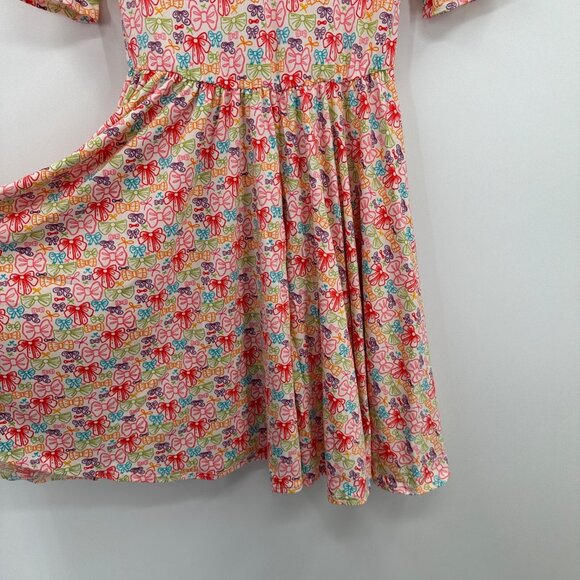 Dot Dot Smile Girl's Ballerina Skater Dress sz 11 NWT Short Sleeve Colorful Bows - Picture 5 of 9